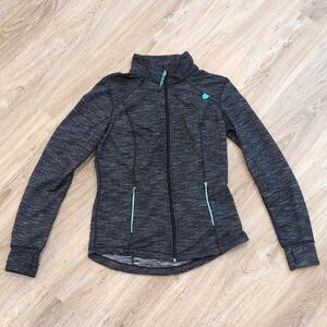 Tangerine Black & Gray Full-Zip Jacket with Teal Accents 💚🩵Women's size Medium